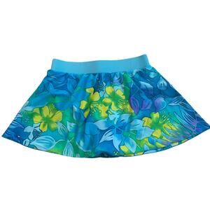 Catalina Mini Swim Skirt Bottoms Tropical Floral Print Semi-Sheer Overlay S 4/6